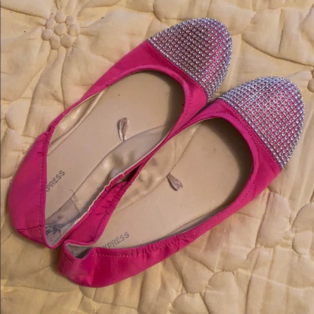 express pink bling ballet flats